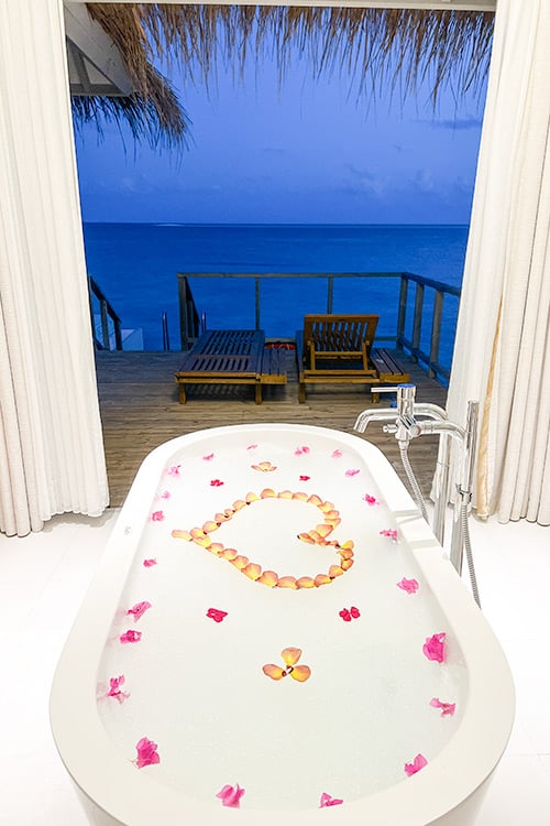 Inside The Maldives’ Most Romantic Private Islands Maldives Overwater Villa Bubble Bath Sun Siyam Iru Veli