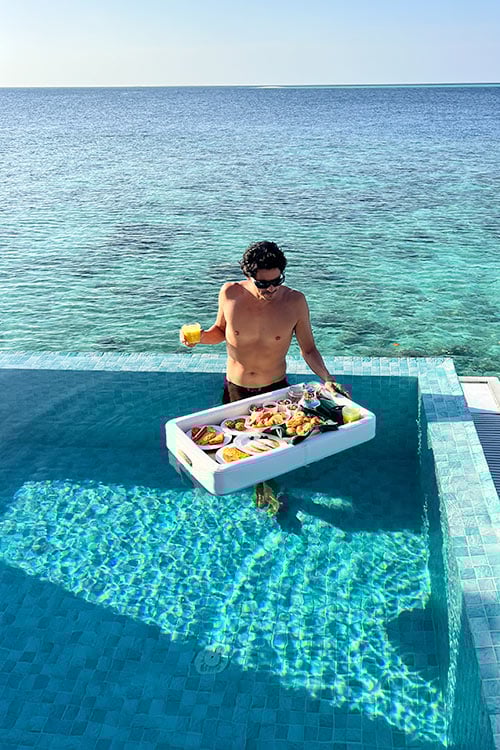 Inside The Maldives’ Most Romantic Private Islands Maldives Overwater Villa Floating Breakfast Sun Siyam Iru Veli