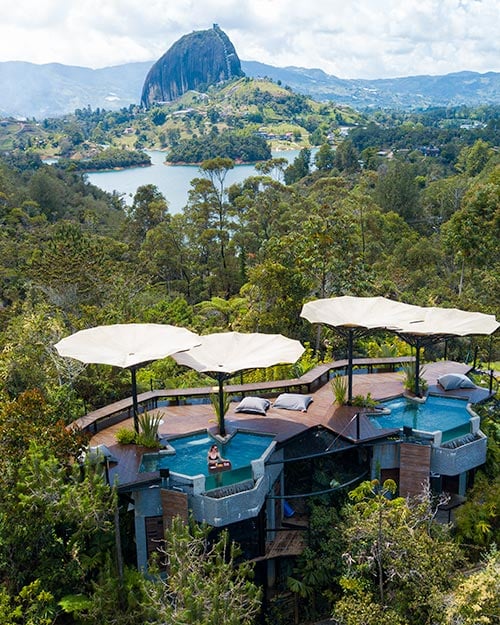 I Stayed in a Dome House in Colombia - and It Was Pure Magic Bosko Guatape Mushroom Pool Colombia Mountains